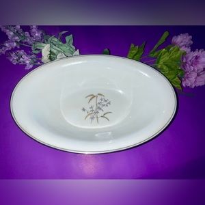 Serving Bowl Noritake Porcelain Gold Platinum Bamboo Decor Platinum Trim 10.5 In